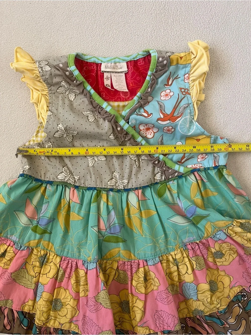Matilda Jane Rollercoaster Tiered Colorful Patchwork Floral Ruffle Girls Dress